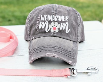 Women's custom Weimaraner mom hat, embroidered baseball cap, gift for new puppy, present for her wife girlfriend owner sister