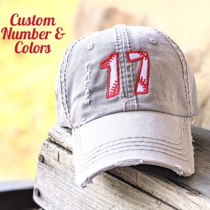 Baseball cap with player team jersey number, Baseball Team Mom Hat, Baseball Spring Training, Spirit Wear Gift for Her Mom Wife Friend Cute