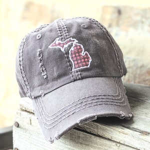 Women's Michigan Baseball Cap, Cute Embroidered State Shape of Michigan Hat, Clothing Present for Wife Mom Friend Daughter, Graduation Cute