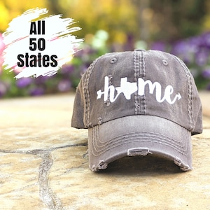 50 States Ladies Cap, Home baseball cap, State Hat, Texas Baseball Cap, Women's Texas Baseball Cap, Texas Hat, Texas Home Baseball Cap, TX