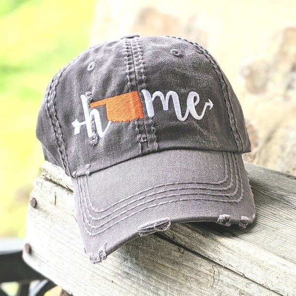 Women's Oklahoma Hat, Embroidered Oklahoma Home Baseball Cap, Cute Sewn OK State Shape Clothing Clothes Present Gift Birthday Graduation