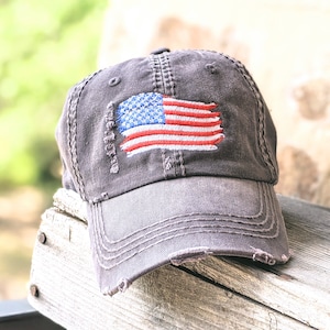 Embroidered American Flag Baseball Cap: Distressed Women&#39;s USA Hat, 4th of July More