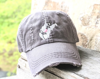 Women's West Virginia Home Hat, West Virginia Baseball Cap, WV Clothing Birthday Housewarming Graduation, Gift for Her Wife Mom Friend