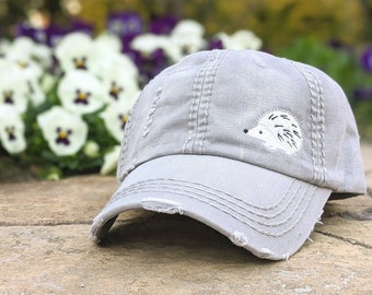 Women's embroidered hedgehog hat, custom baseball cap, cute small tiny corner hedgehog, gift present for owner lover wife mom friend