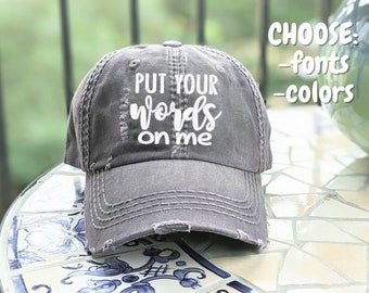 Women's custom text hat, embroidered baseball cap, handwritten font hat, hat with name, funny pun girls trip hats cruise beach lake birthday