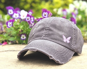 Women's Butterfly Hat, Butterfly Baseball Cap, Embroidered