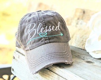 Women's Blessed Baseball Cap, Embroidered Cute Blessed Baseball Cap, Religious Jesus Christian Spiritual Clothing Present Gift Wife Friend