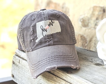 Women's Connecticut Home Hat, Large Embroidered CT Design, Cute Housewarming College Graduation Gift, Friend Sister Mom Clothing Present