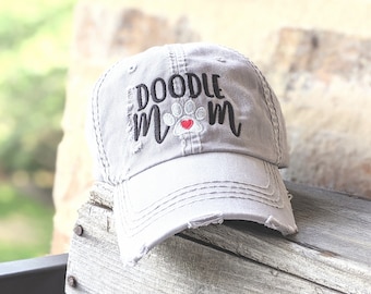 Doodle Mom or Mama Baseball Cap, Goldendoodle Dog Hat, Women's Christmas Gift Birthday Present For Her Owner Wife Cute Embroidered Custom