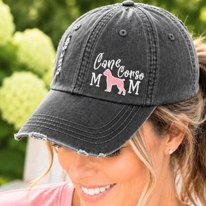 Cane Corso Dog Mom Hat Baseball Cap: Custom Embroidered Gift, Outline Silhouette Photo