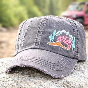 Custom Embroidered UTV SXS Side By Hat: Women's Baseball Cap Mountains Tree Gift Clothing