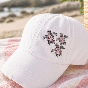 Sea Turtle Hat, Women's Beach Baseball Cap, Floral Design, Cruise Maui Hawaii   Clothing, Gift