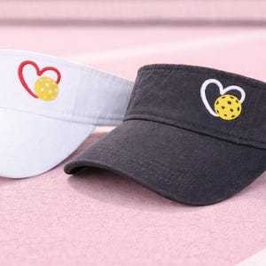 Embroidered Pickleball Visor: Heart Themed Custom Visor, Gift Clothing Team Women's League