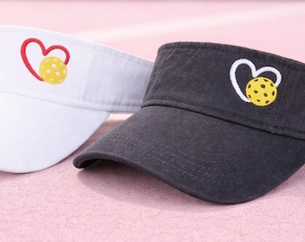Embroidered Pickleball Visor: Heart Themed Custom Visor, Gift Clothing Team Women's League