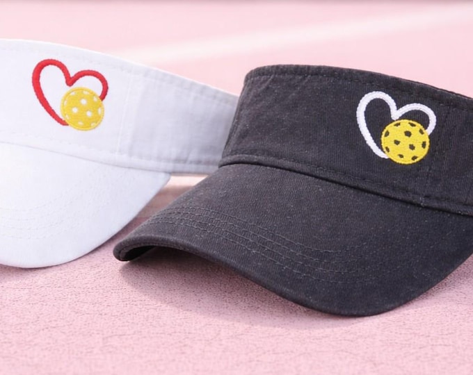 Embroidered Pickleball Visor: Heart Themed Custom Visor, Gift Clothing Team Women's League