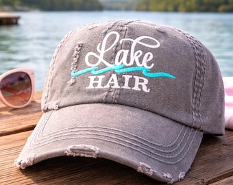 Women's Lake Hair Embroidered Baseball Cap - Funny Lake Hat, Gift Clothing