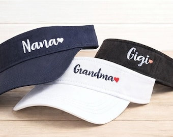 Visor with name, custom text embroidered: grandma gigi nana mimi hat cap, gift clothing