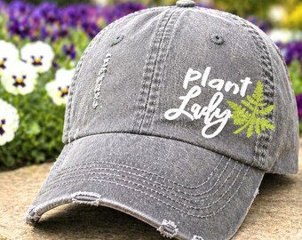 Plant Lady Hat: Women's Baseball Cap, Embroidered Gardening, Gift Clothing Present, Small Corner Design