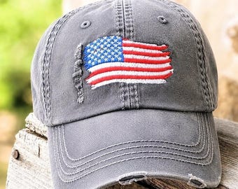 Embroidered American Flag Baseball Cap: Women's USA Hat, 4th of July More, Gift Clothing