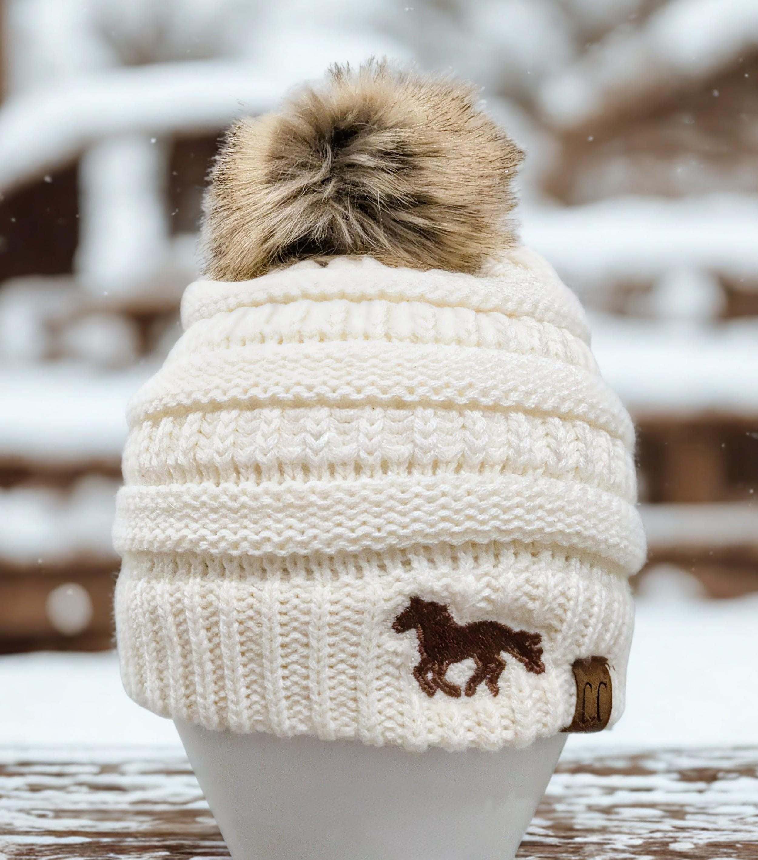 帽子 MAISON SPECIAL Horse Beanie White Horse Beanie (Brown) - Bridle Up Hope Shop