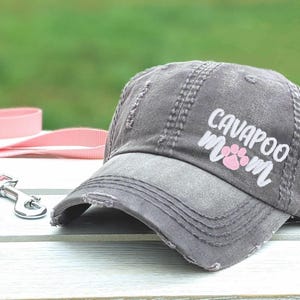 Cavapoo Dog Mom Hat: Embroidered Paw Print Baseball Cap, Gift Present Clothing