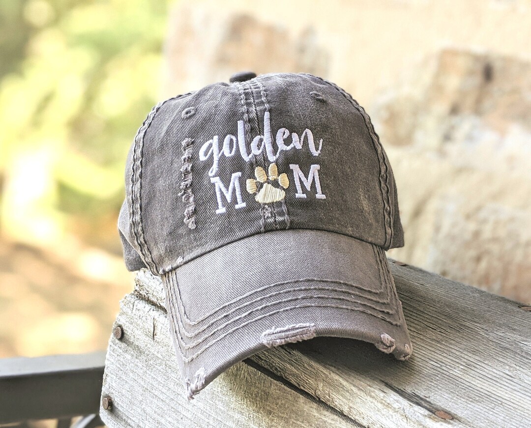Women's Golden Retriever Dog Mom Hat, Cute Embroidered Golden Retriever