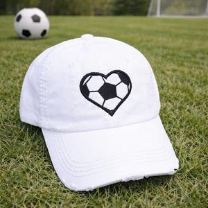 Embroidered Soccer Ball Heart Hat: Women's Baseball Cap, White More, Mom Wife, Gift Clothing