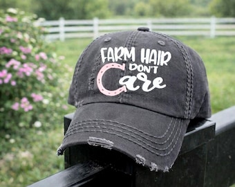 Farm Hair Don't Care Hat: Embroidered Women's Baseball Cap, Gift Clothing Present