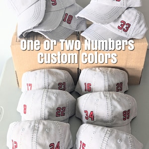 Embroidered Number Baseball Cap Hat: Custom Team Player Jersey Sport Font, Personalized Colors, Gift