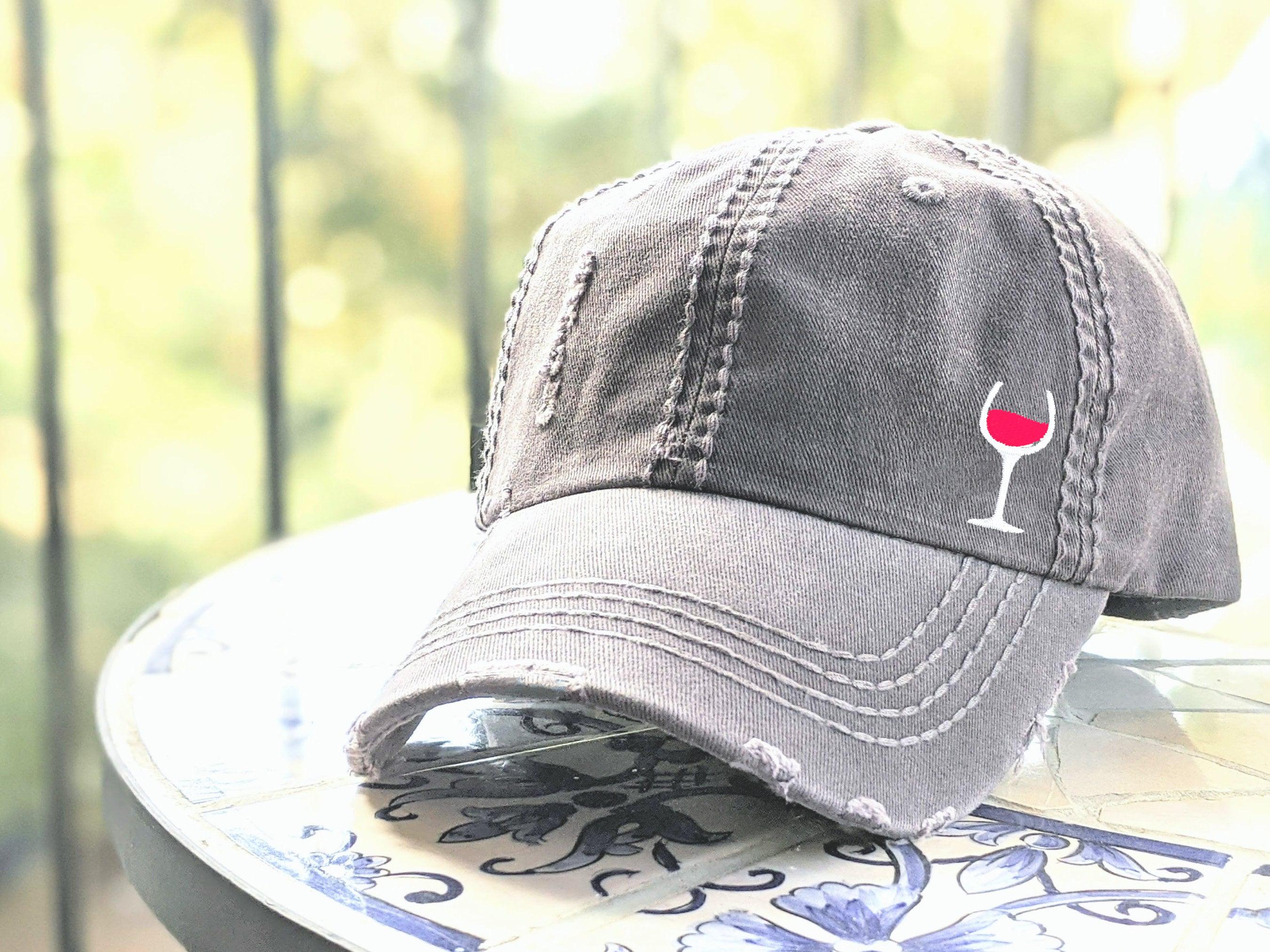 Embroidered Wine Glass Baseball Cap: Women display picture 3