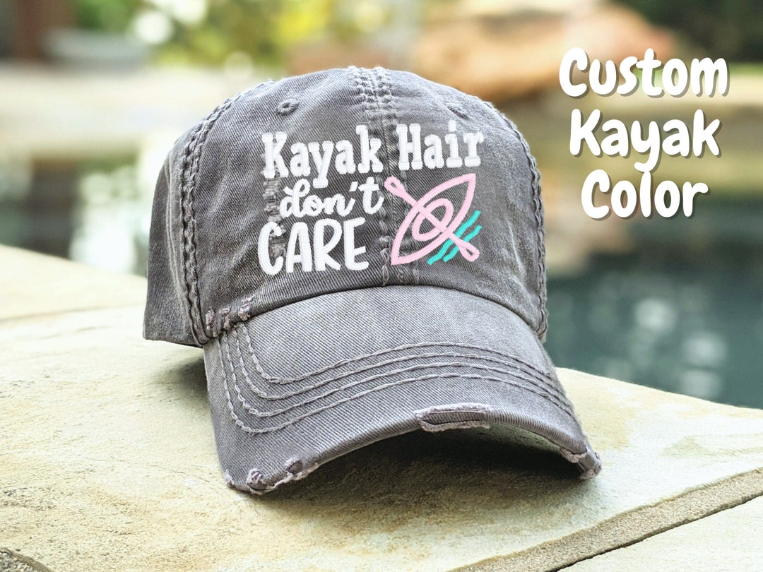 Women's Kayaking Hat, Kayak Hair Don't Care, Cute Handmade Embroidered