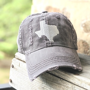 Women's Texas State Embroidered Distressed Baseball Cap Hat