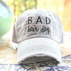 Bad Hair Day Hat: Women's Embroidered Baseball Cap, Gift Clothing Present image 1