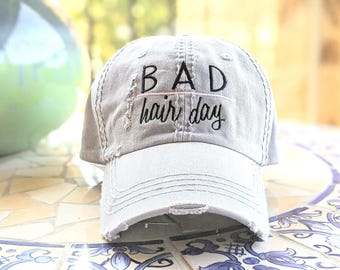 Bad Hair Day Hat: Women's Embroidered Baseball Cap, Gift Clothing Present