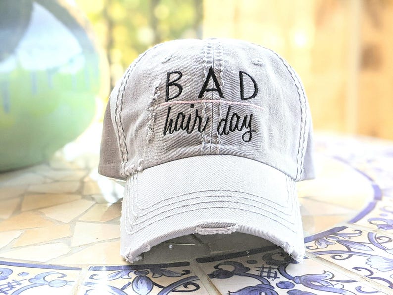 Bad Hair Day Hat: Women's Embroidered Baseball Cap, Gift Clothing Present image 1