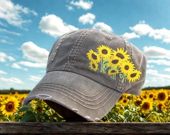 Embroidered Sunflower Baseball Cap: Women
