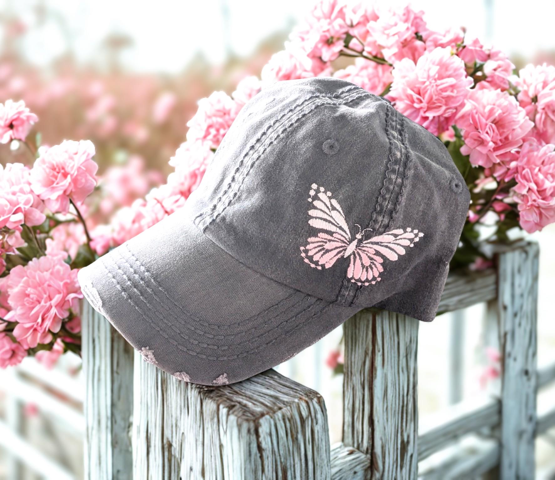Embroidered Butterfly Baseball Cap Hat: Custom Color  display picture 3