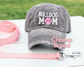 Women's custom dog breed name mom hat, cute embroidered sewn baseball cap, custom personalized gift present clothing birthday for owner