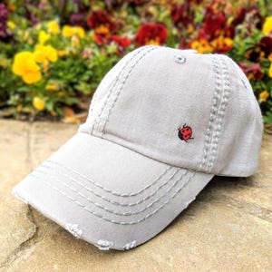 Women's Ladybug Baseball Cap Hat, Accessories, Small Corner Design, Embroidered Gift Clothing