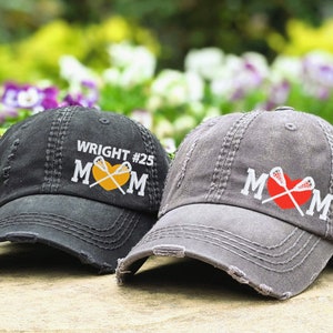 Lacrosse mom hat baseball cap add optional player name jersey team number last name, cute custom gift present clothing for her wife birthday