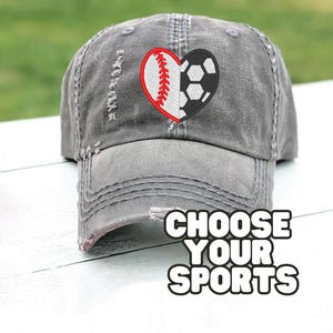 One Or Two Sports Heart Hat: Baseball Cap Split Halves, Soccer Football Hockey More