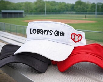 Custom Embroidered Baseball Visor: Personalized Text, Heart Detail, Gift Clothing Present