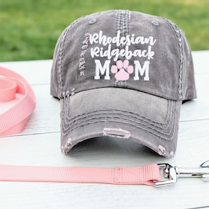 Rhodesian Ridgeback Dog Mom Hat: Embroidered Paw Print Baseball Cap, Gift Present Clothing