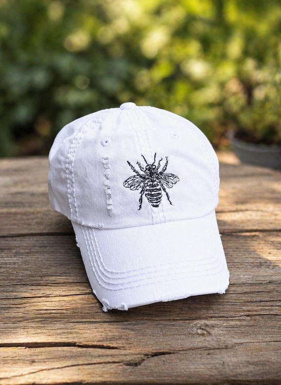 Embroidered Bee Baseball Cap: Women's Hat, Modern Design
