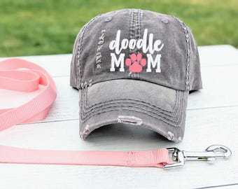 Embroidered Doodle Mom Hat: Dog Embroidered Paw Print Baseball Cap, Gift Present Clothing