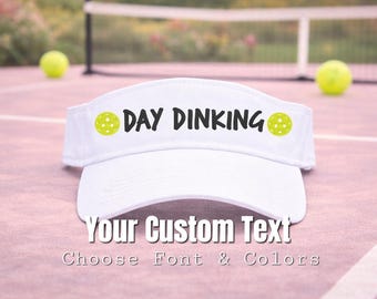 Embroidered Pickleball Visor: Custom Text, Funny Pun, Dinking Team Player, White More, Gift Clothing