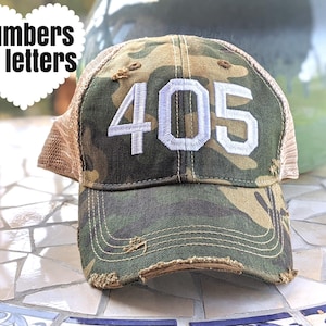 Embroidered Trucker Hat: Custom Text, Number, Area Code, Camo More, Mesh Snapback, Texas Tennessee