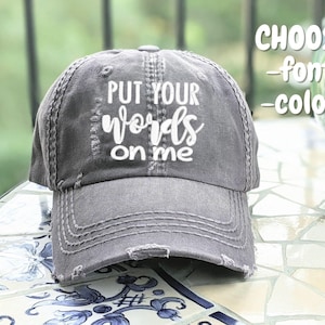 Women's custom text hat, embroidered name baseball cap, choose font trip beach lake cruise imagen 7
