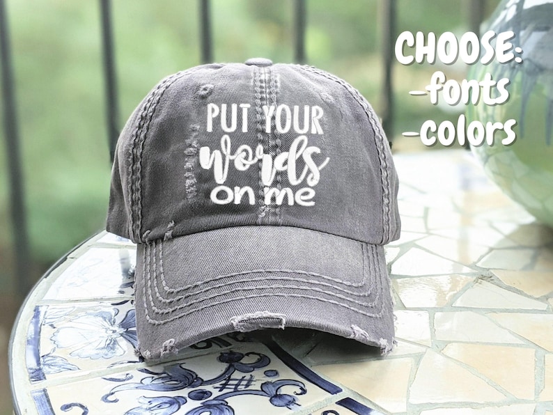 Women's custom text hat, embroidered name baseball cap, choose font trip beach lake cruise imagen 7