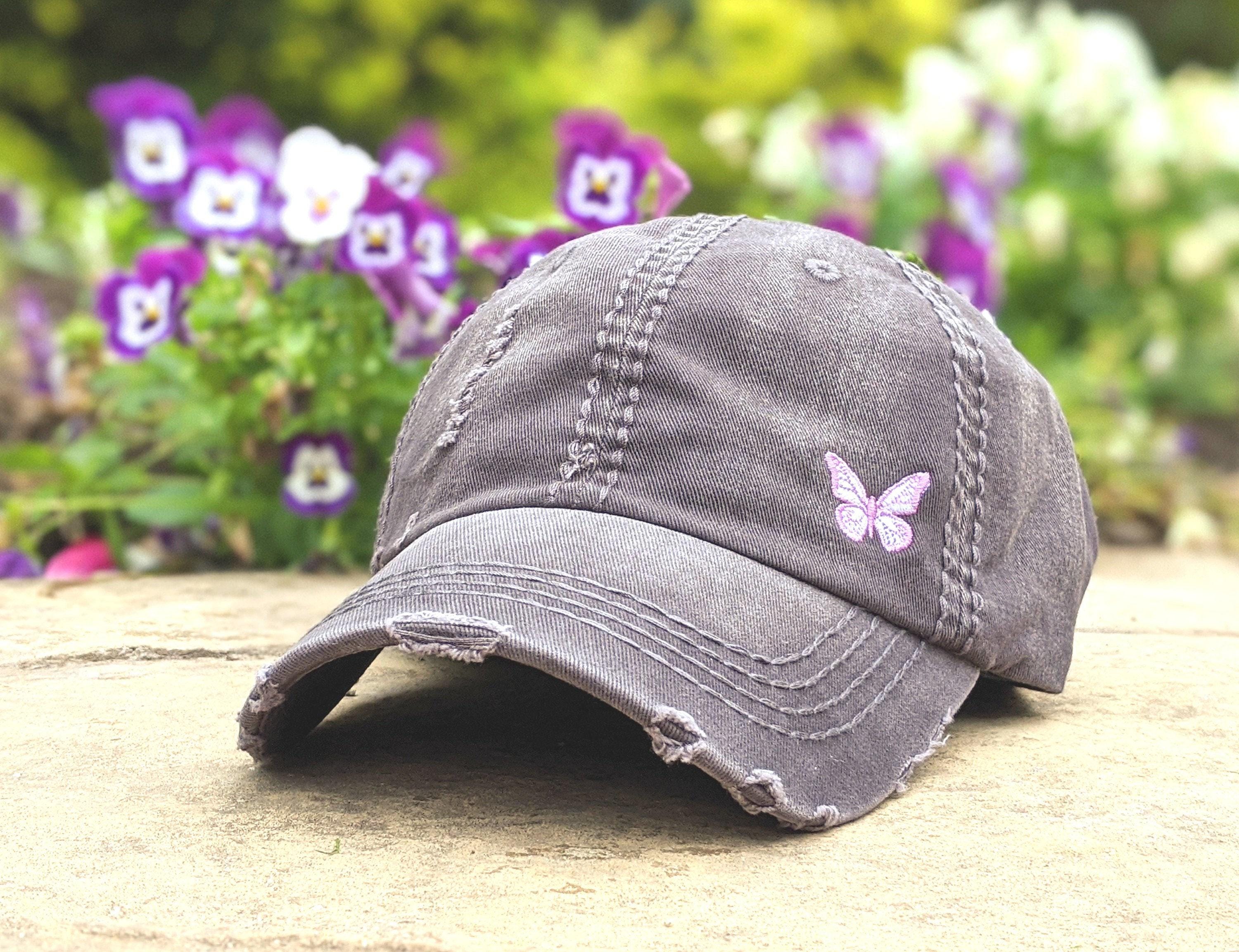 New Custom Designed Olive Green Distressed Baseball Cap with Colorful Butterfly Butterfly Trucker - Etsy main image 2